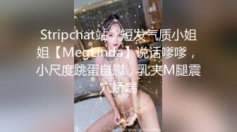 Stripchat站，短发气质小姐姐【MegLinda】说话嗲嗲，小尺度跳蛋自慰，乳夹M腿震穴娇喘